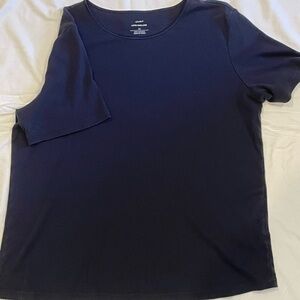 CJ Banks Navy Cotton Short Sleeve Top